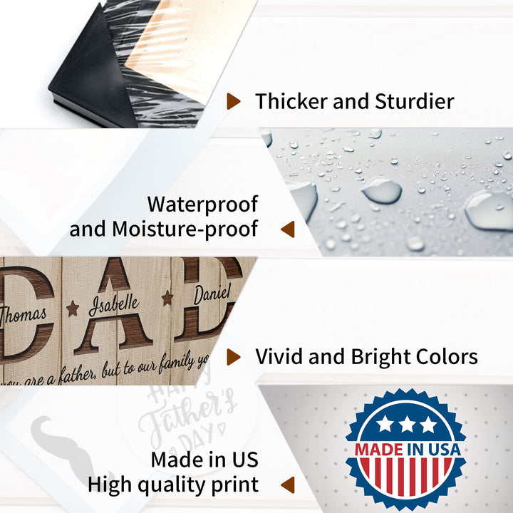 Easycosy Father's Day Gifts Custom Framed Canvas Prints with 3 Photos（Made in USA）