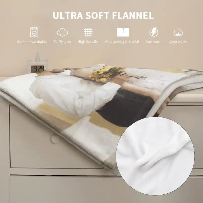Custom Modern Family Photos Text  Flannel Blankets