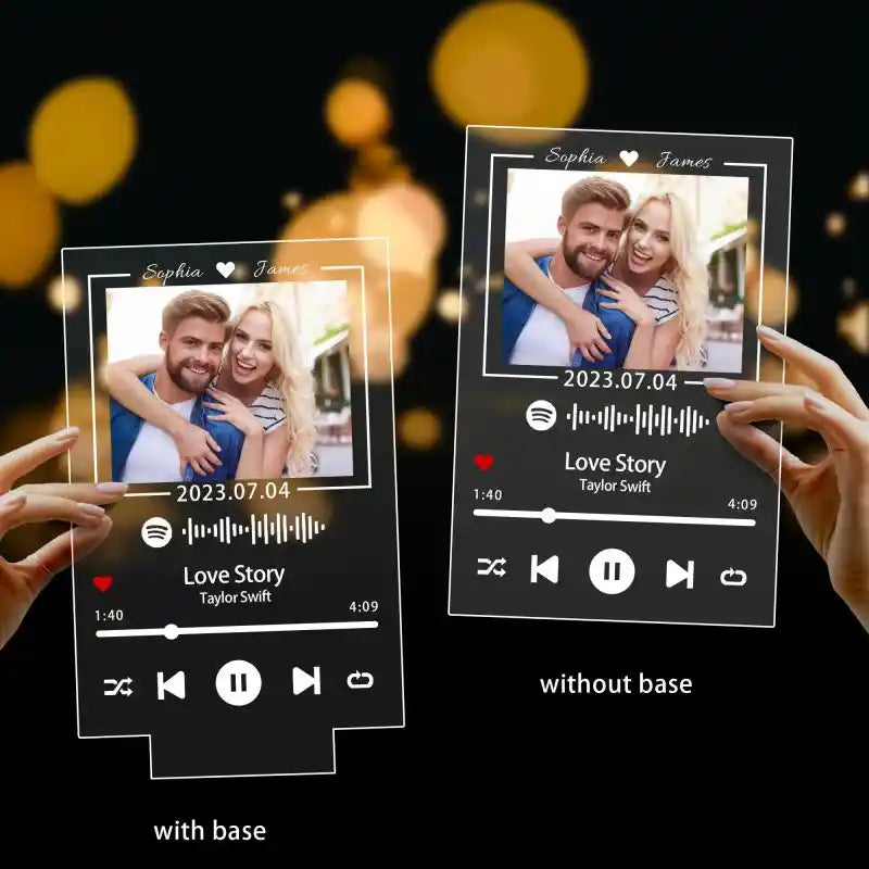 Custom Spotify Glass With Photo & Date Music Plaque Night Light Spotify Code Lamp