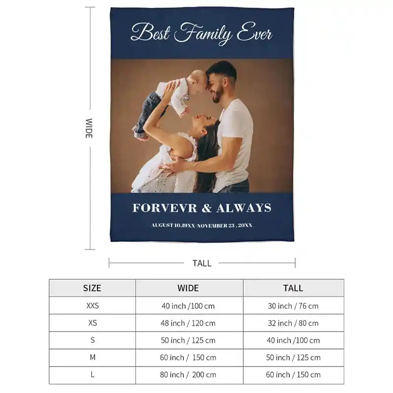 Best Family Ever Custom Photos Text  Flannel Blankets