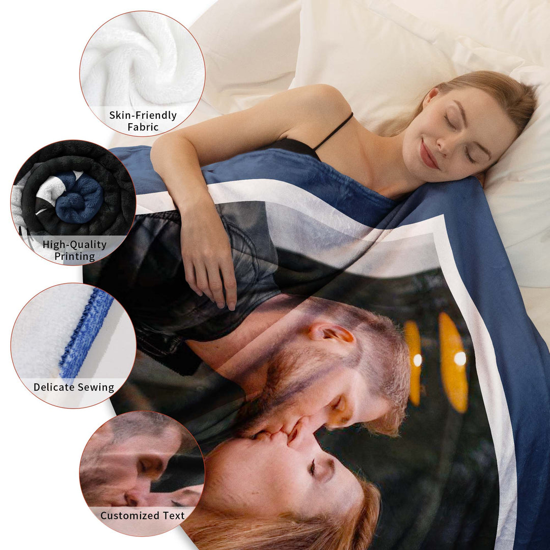 Custom Photo Text  Flannel Blankets
