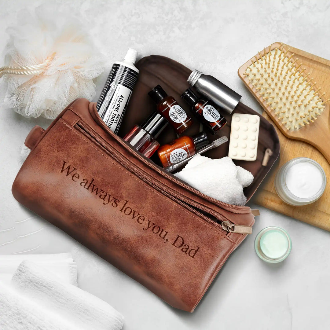 Easycosy Personalized Toiletry Bag Engraved with Name & Text（Made in USA）