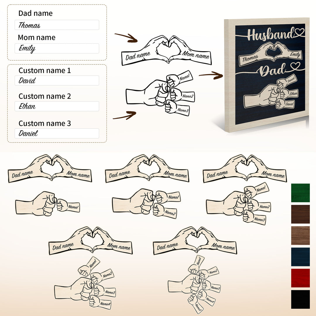 Easycosy Father's Day Gifts Custom Framed Canvas Prints with 1-5 Kids Names（Made in USA）