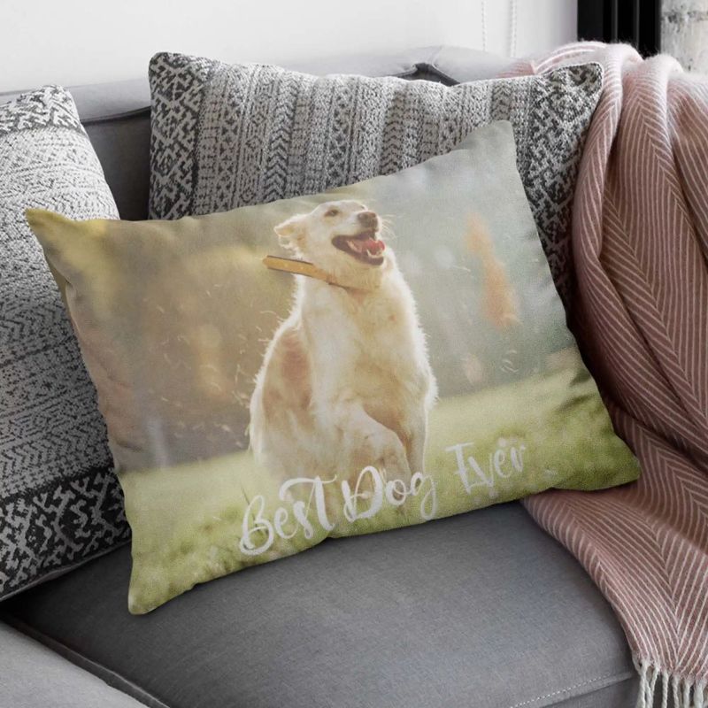 Custom Photo Two-Sides Velvet Rectangle Pillow Cover With Text