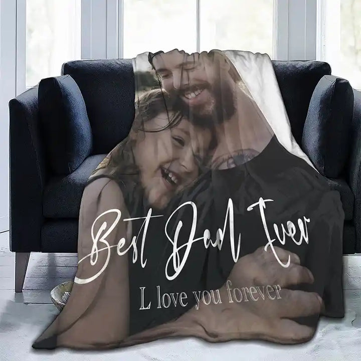 Father's Day Custom Full Photos Text  Flannel Blankets