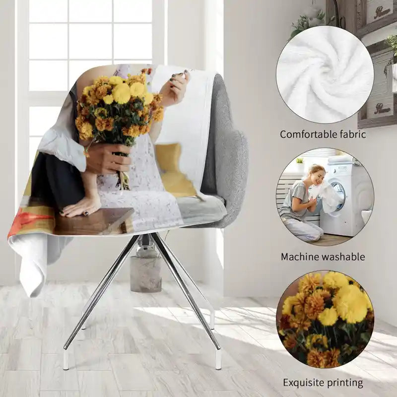 Custom Modern Family Photos Text  Flannel Blankets