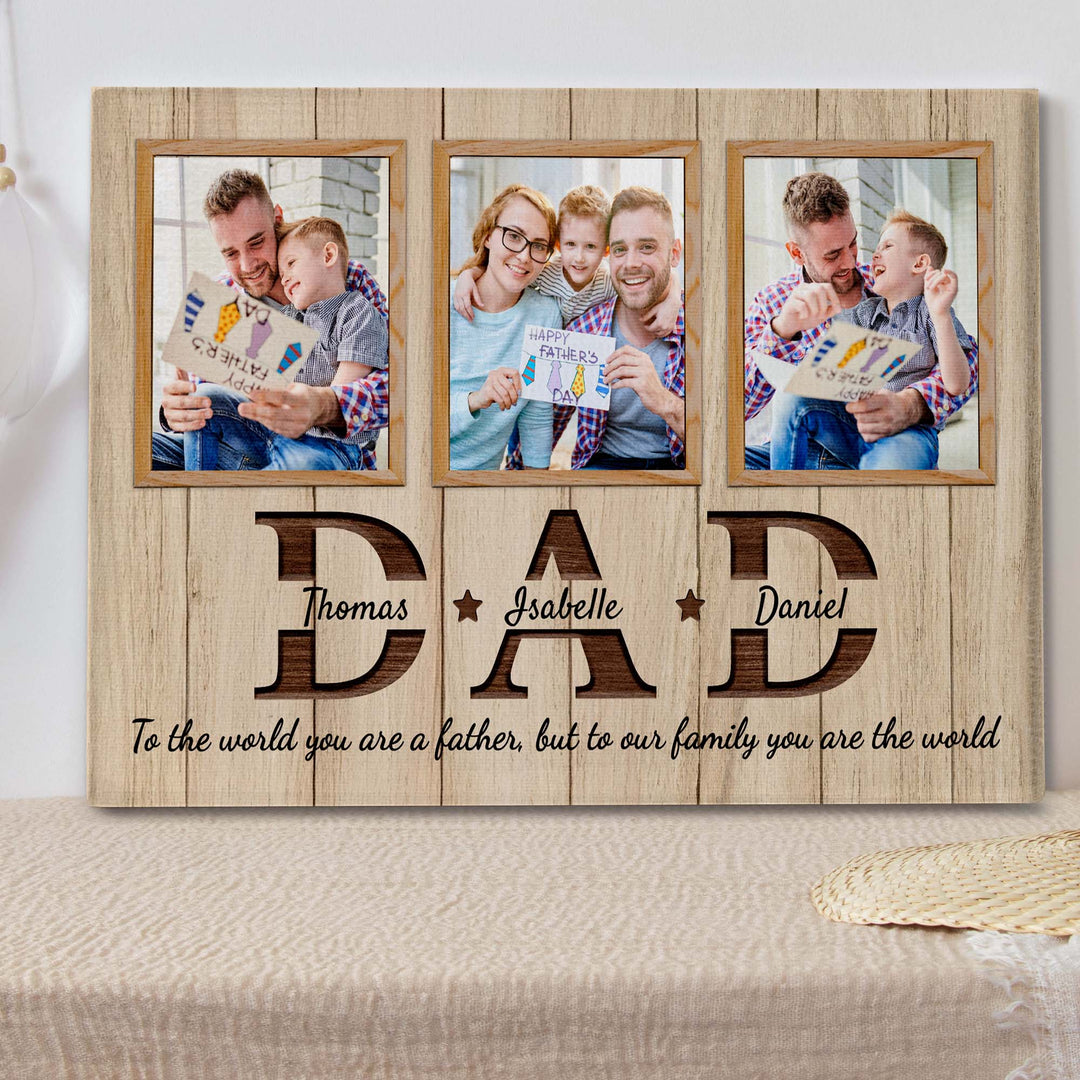 Easycosy Father's Day Gifts Custom Framed Canvas Prints with 3 Photos（Made in USA）