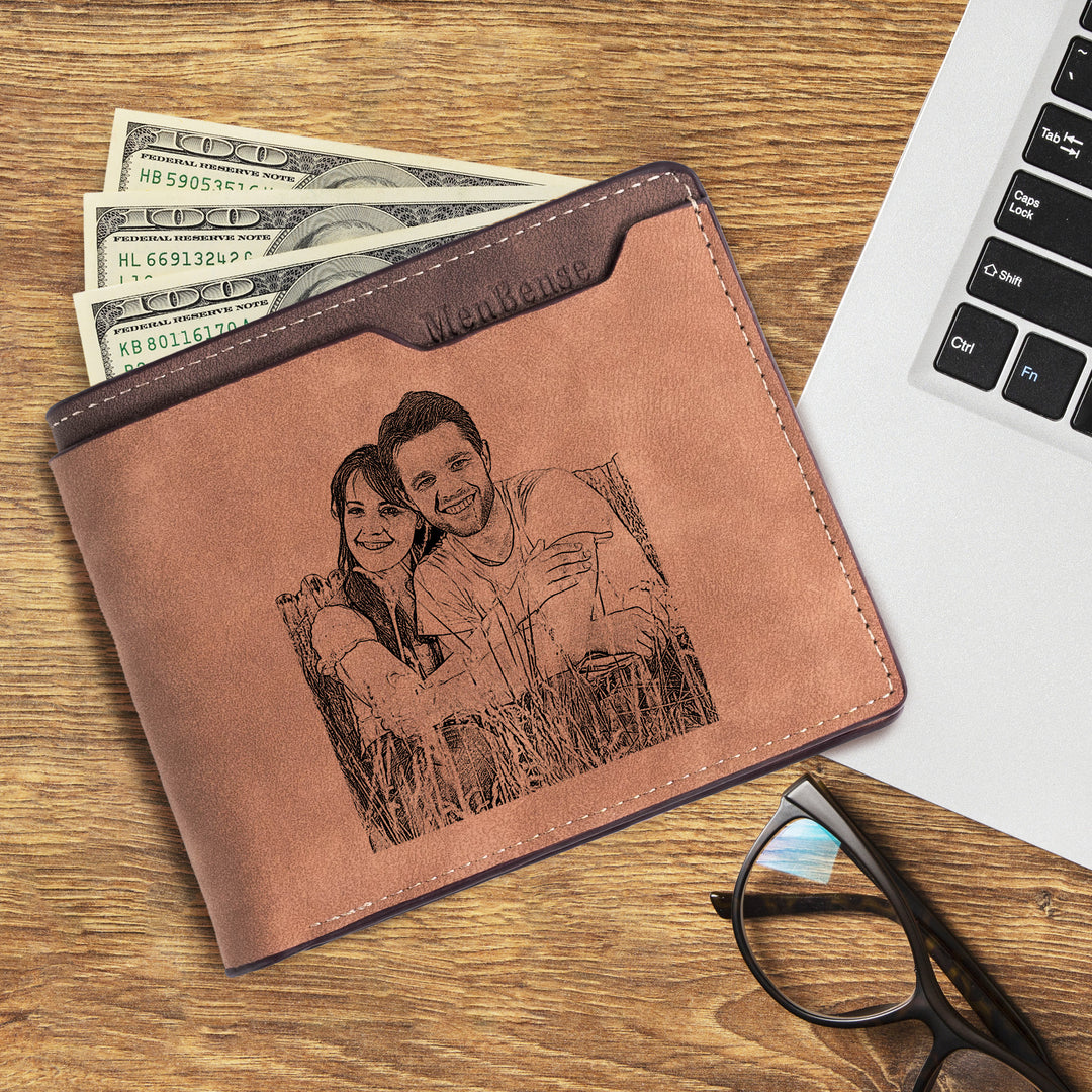 Easycosy Personalized Photo Wallet Engraved with Text-2（Made in USA）