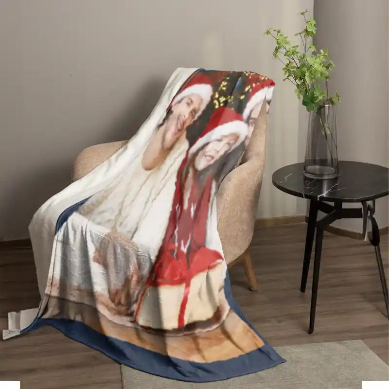 Personalized Modern Family Photos Text  Flannel Blankets