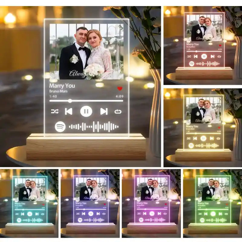 Custom Spotify Glass With Photo Music Plaque Night Light Spotify Code Lamp