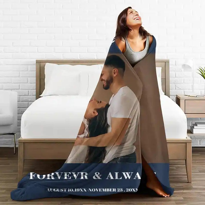 Best Family Ever Custom Photos Text  Flannel Blankets