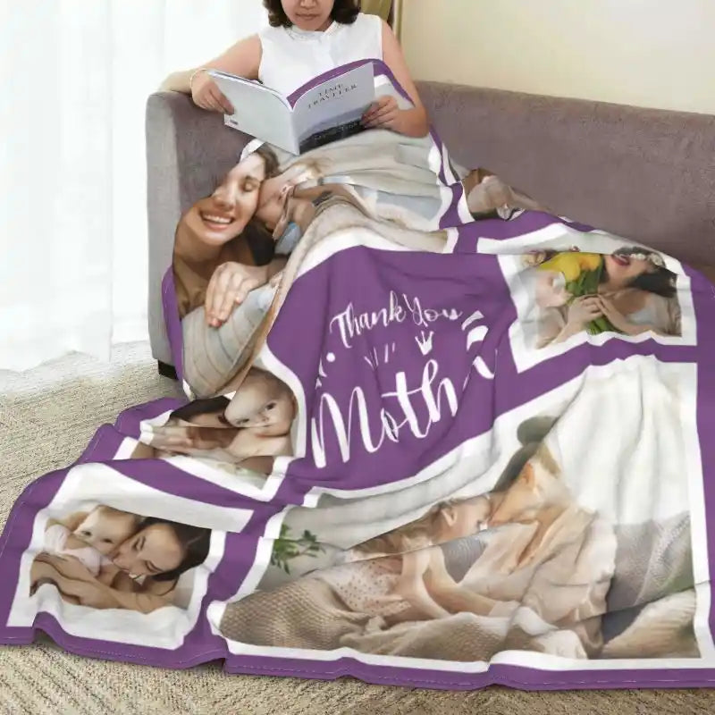 Mother's Day Personalized Photos  Collage Flannel Blankets With Text