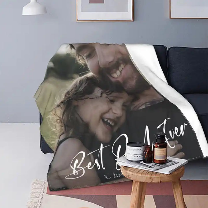 Father's Day Custom Full Photos Text  Flannel Blankets