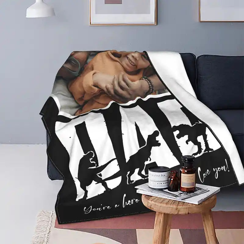 Best Dad Ever Father's Day Personalized Photos Text  Flannel Blankets