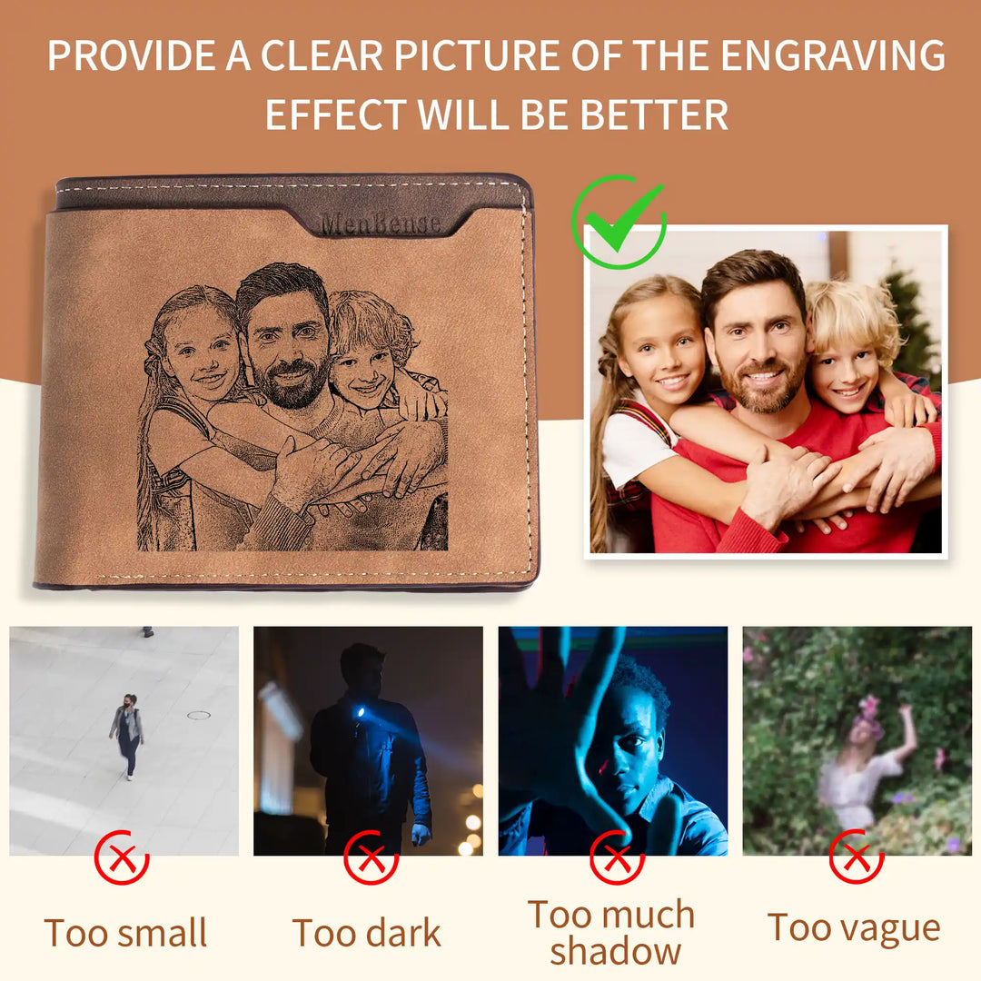 Easycosy Personalized Photo Wallet Engraved with Text（Made in USA）