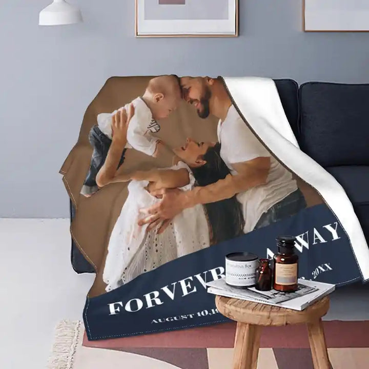 Best Family Ever Custom Photos Text  Flannel Blankets