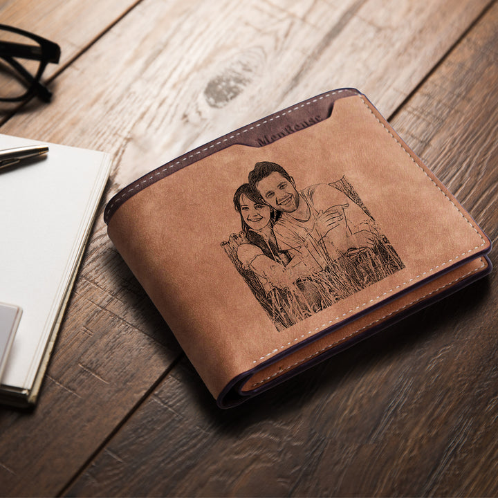 Easycosy Personalized Photo Wallet Engraved with Text-2（Made in USA）