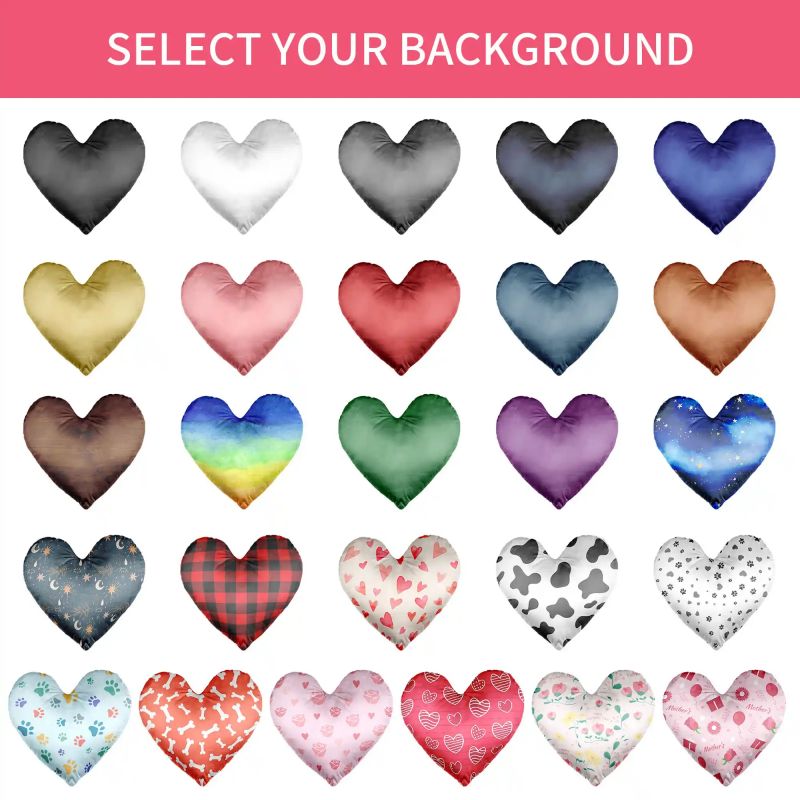 Custom Photo Two-Sides Heart Velvet Pillow Cover With Text