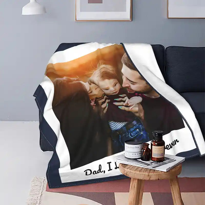 Top Dad Ever Father's Day Personalized Photos Text  Flannel Blankets