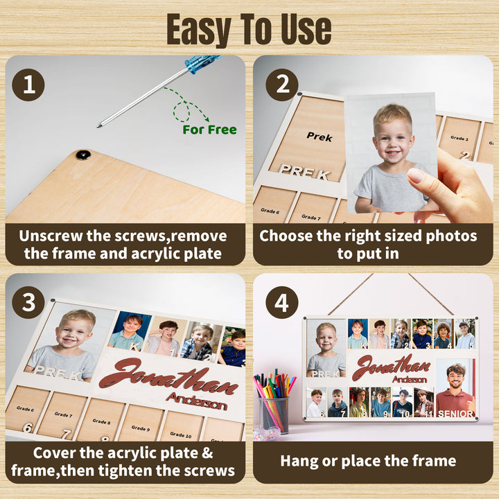 Easycosy  K-12 School Picture Frame Custom Wooden Frame