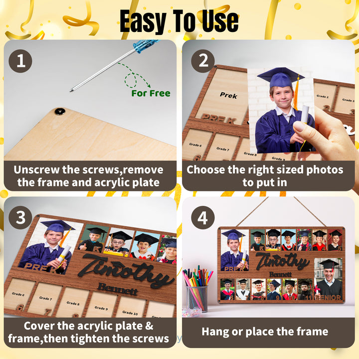 Easycosy  K-12 School Picture Frame Custom Wooden Frame-3