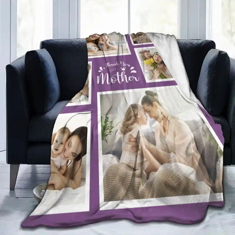 Mother's Day Personalized Photos  Collage Flannel Blankets With Text