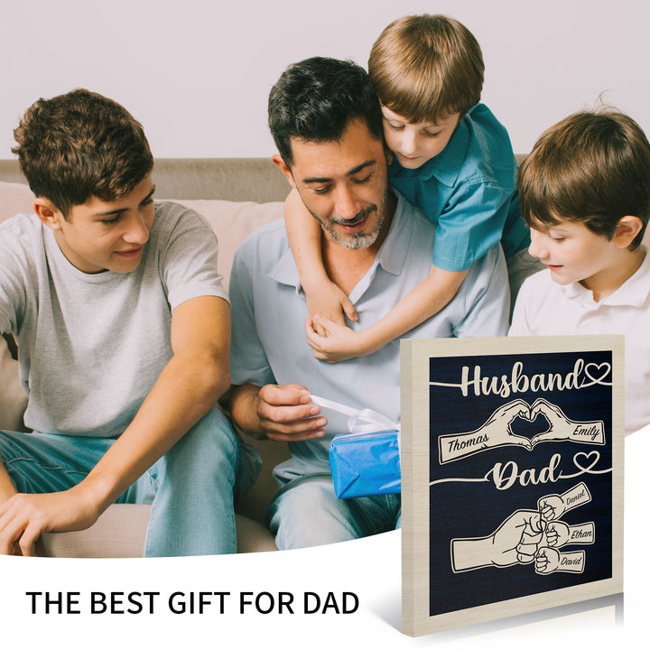 Easycosy Father's Day Gifts Custom Framed Canvas Prints with 1-5 Kids Names（Made in USA）