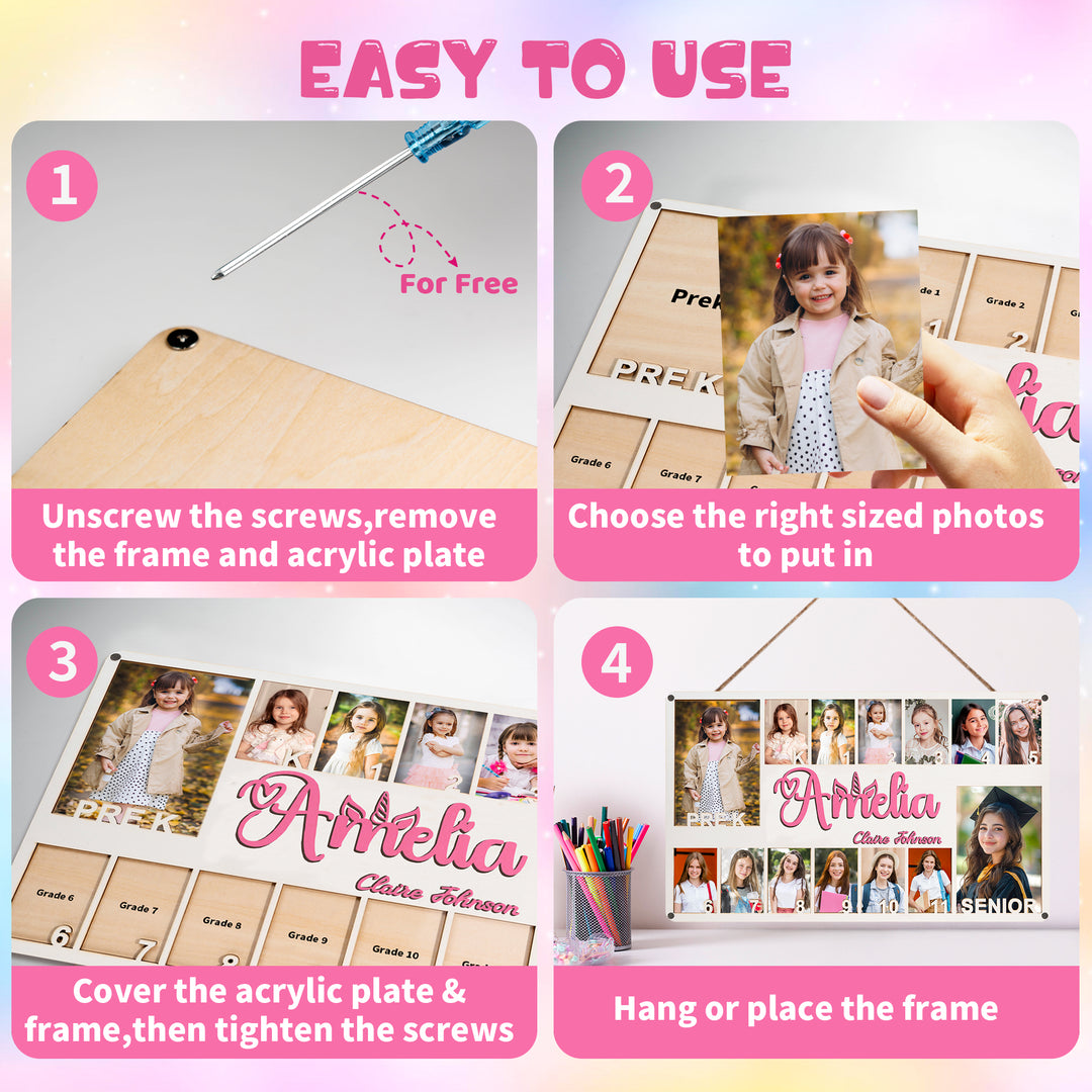 Easycosy  K-12 School Picture Frame Custom Wooden Frame-1