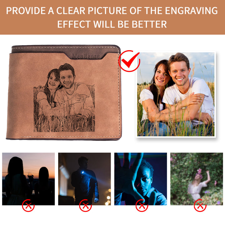 Easycosy Personalized Photo Wallet Engraved with Text-2（Made in USA）