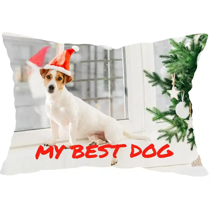 Custom Photo Lumbar Pillow Cover With Text