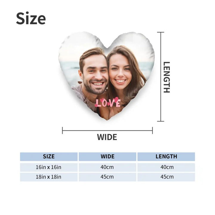 Custom Photo Two-Sides Heart Velvet Pillow Cover With Text
