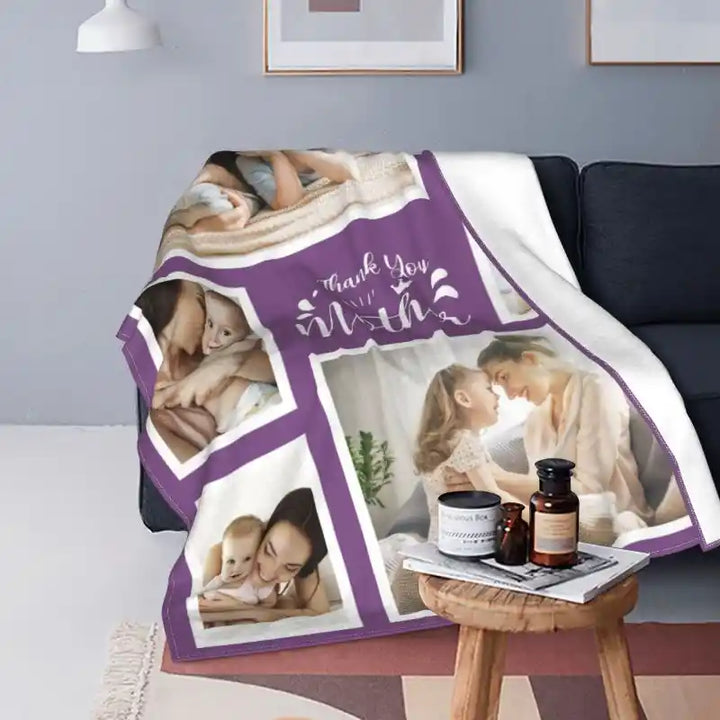 Mother's Day Personalized Photos  Collage Flannel Blankets With Text
