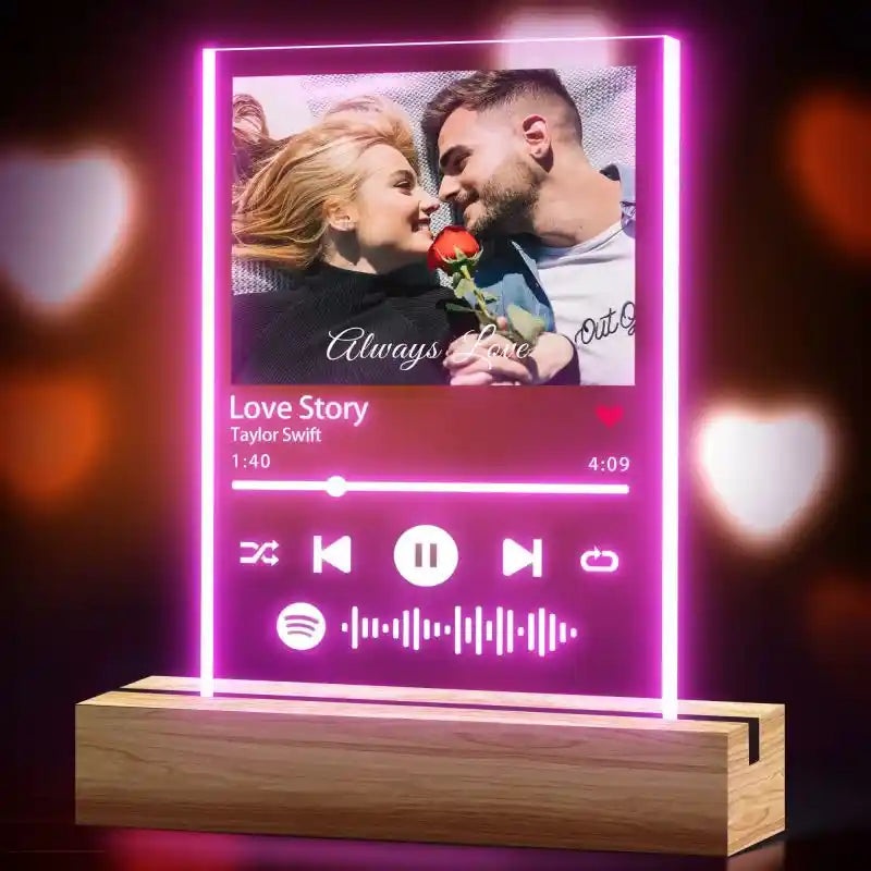 Custom Spotify Glass With Photo Music Plaque Night Light Spotify Code Lamp
